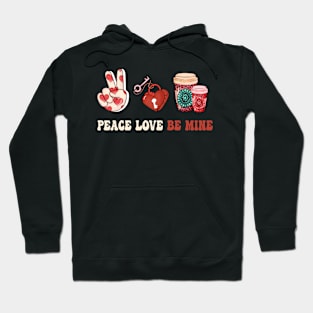 peace love be mine coffee lovers leopard print valentine Hoodie